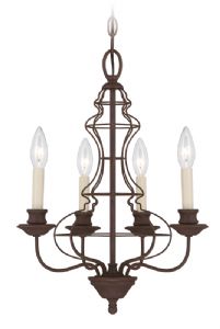 Venezia Antique Bronze 4 Arm Wire Chandelier